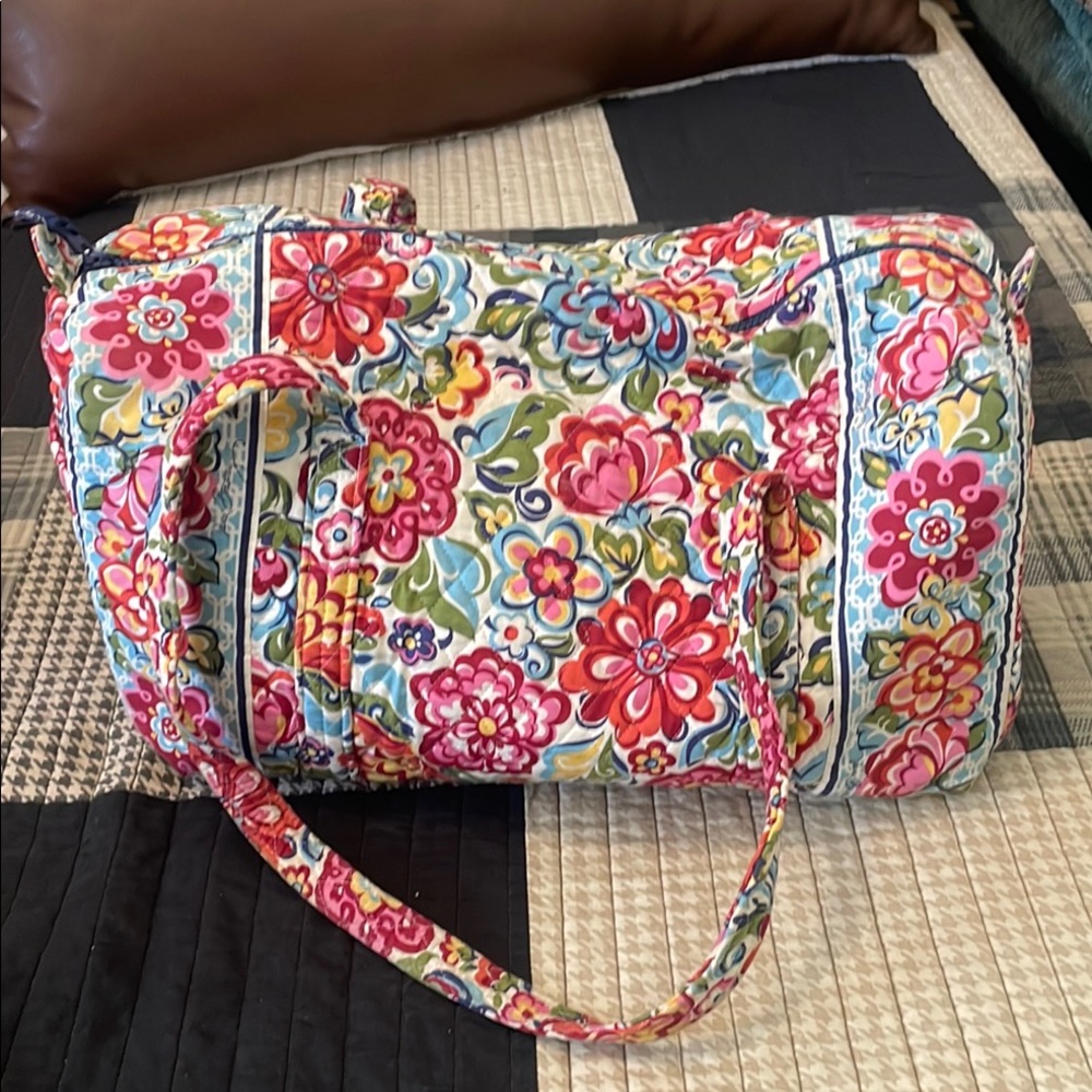 Vera Bradley Red and Pink Quilted Travel Bag